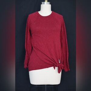 Women's Red Knit Top with Tie Detail